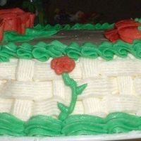 Basketweave A side view: Pay no attention to how skinny the cake is. I had a little trouble with the recipe, and no time/resources to make a second...