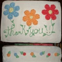 Thank You thank you cake made for the nurses who took care of my dad in the hospital.orange cake layered on chocolate cake, BC icing. loosely modeled...