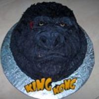 King Kong I carved this cake a little and used buttercream to frost, using a paintbrush to create the fur detail.