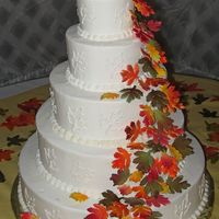 Autumn Leaves Wedding Cake gumpaste leaves, airbrushed and painted with luster dusts