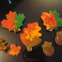 Fall Leaves Cookies for my daughter's Kindergarten Feast tomorrow at school. NFSC and Antonia's royal icing.
