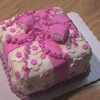 Present Marshmallow fondant covered. First time ever using fondant.