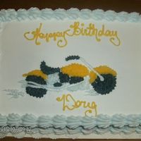 Have A Harley Birthday this is Buttercream and white cake. I drew and star tiped the Harley.