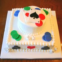 Vegas Wedding Shower This was a shower cake for a couple who were having a Vegas wedding. Iced in BC with fondant cards, dice and poker chips.