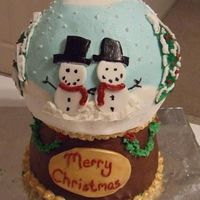 Snow Globe Cake My attempt at a snow globe cake (thank you to all cc'ers who have done these before). The base is carved from two 6" cakes -...