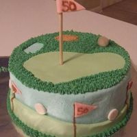 Golf-Themed Cake For 50Th Birthday Cake for a woman's 50th birthday. The Cake board says "Enjoy the back 9!" Kind of a take on an over the hill cake for a golf...