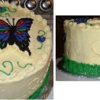 Butterfly Garden Cake 4 layer cake with buttercream icing and FBCT. The theme was supposed to be "butterfly garden." The FBCT was a lot of fun....