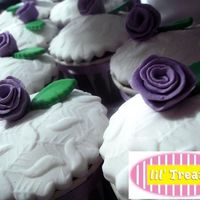 Purple Roses On Cupcakes Tiny handmade roses on cupcakes