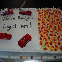 Firefighter Birthday Cake Cake for the 50th birthday of a long-time firefighter. Buttermilk cake with strawberry filling and buttercream icing. Writing was a little...
