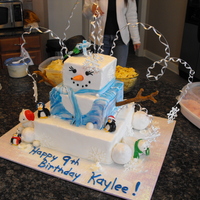 Snow-Girl Birthday This cake was for a 9th Birthday, her theme was winter wonder land. I used buttercream and marshmallow fondant for the figures and vest....