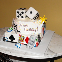 51St Birthday Casino Cake Casino Cake. Everything is hand painted except the $100 dollar bills. I used marshmallow fondant for the decorations and to cover the dice...