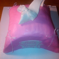 Princess Cake All buttercream pillow with a fondant shoe. Thanks for all the helpful tips on this website to help me pull this off!