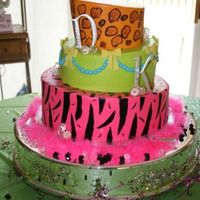 Neon Safari This was done for my two dauthers bday party. All the animal print details were handpainted onto the buttercream.