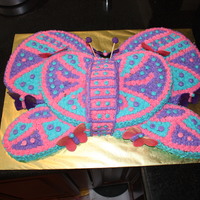 Butterfly Cake 1st birthday cake for grand neice... basic star point design with gum paste butterflies