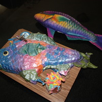 Fish Cake for a friend's husband's birthday... wife wanted cake to look similar to pillow provided... chocolate cake with marshmallow...