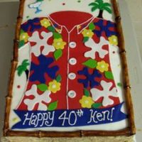 Hawaiian Shirt Cake This cake was made for a Jimmy Buffet / Luau themed 40th birthday party. Made of Buttercream and Fondant.