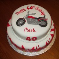 Harley Davidson Motorcycle I made this cake for a friends husband. All she asked for was a cake for about 60 people, for her husbands 40th birthday and he likes...
