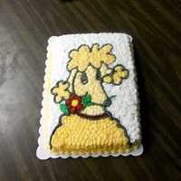 Bruna The Poodle We finished another book - Piper Reed -Navy Brat Cake. They bought a peach colored poodle named Bruna so I made a Bruna cake. It is a white...