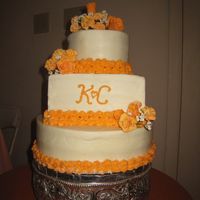 Kaori's Cake 12/8/6 inch all buttercream cake. This is the smoothest I've ever gotten my buttercream, so I was pretty happy. It was a 6hr drive, so...