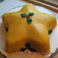 Chrismas Star This cake is covered with a marzipan and so are the decorations.