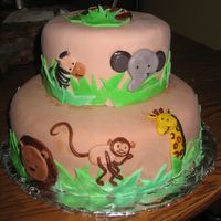 Jungle Baby Shower this cake was done to match the comforter for the nursery. yellow cake with buttercream icing and mmf.