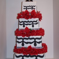 4 Tier Square With Spacers 4 Tier square with silk rose spacers.