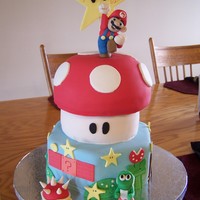 Super Mario Brothers Super Mario Brothers Cake with more of the classic mario brothers look. All edible, hand sculpted gumpaste figures.