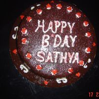 For A Friend's B'day... A chocolate cake with chocolate ganache...Thanks for looking.