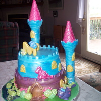 Sissy's Cake ROLLED FONDANT, WILTON CASTLE SET COVERED IN FONDANT, DECORATIONS MADE OF ROLLED FONDANT.