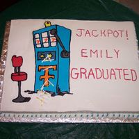 Graduation Cake I made my own graduation cake for my party which was held on 7/7/07. Full sheet cake, half deep dark chocolate, half white, iced in...