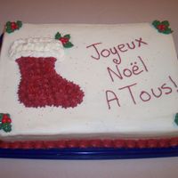 French Christmas. I made this for my french class, for christmas. It mean Merry Christmas, obviously. lol. This is a chocolate cake with Buttercream icing....