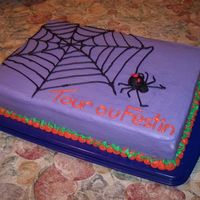 Spider This is a chocolate cake with sweetex frosting. My dad had given me the idea of using a table spoon and teasoon for the spider. Put the...