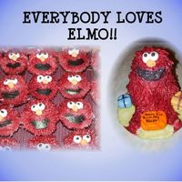 Elmo Mini stand up bear pan used for elmo & cupcakes using grass tip. Airbrushed red... next time I would just colour the icing as the...