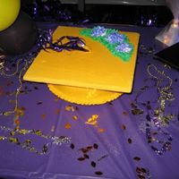 Yellow Graduation Hat Cake YELLO GRADUATION HAT CAKE. REALLY CUTE CAKE. STRAWBERRY WITH BUTTERCREAM ICING. THE TOP OF THE HAT IS STYROPHOME. VERY EASY TO USE AND MAKE...