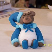 Baby Bear Baby Bear fondant figurine for a baby christening cake.