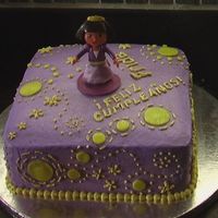 Dora Cake Purple WASC covered in BC, fondant and BC accents. For my daughter's birthday.