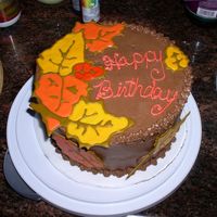 Autumn Leaves Second attempt at color flow. This was for my Brother-in-law's birthday. Chocolate buttercream, chocolate cake.