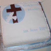 Communion Cake A simple cake for an eight year-old boy's Communion. It is a fruit cake covered in mazipan (almond paste) then fondant icing. The...