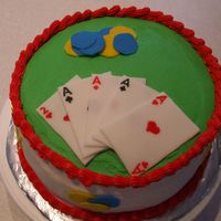 Poker Cake Poker cake for father's birthday. Buttercream with fondant accents. Thanks for all the photos and examples on this sie!