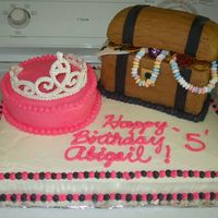 Dscf4030.jpg Cake for my daughter's 5th birthday, a pirates & princesses party. Buttercream with fondant accents, royal icing tiara, and rice...