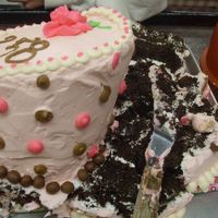 Another Brownie Flop This is the second cake I've made for my daughter's Brownie troop that collapsed en-route. It was a pretty cool topsy turvey cake...