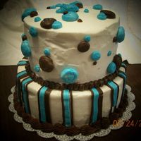 Brett's Birthday Cake short notice cake for a friend's son. Colors inspired by jsmith's similar color scheme. 8" and 6".