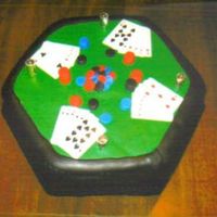 Show Your Full House! This is the top view of my Poker Table creation!Everything is made with the homemade Marshmallow Fondant recipe I received on Cake Central...