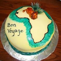 Bon Voyage This was my very first cake. My sister was leaving to go to Africa for a semester, so I made this cake for her going away party. I free...