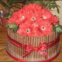 Red Flower Chocolate Cake 