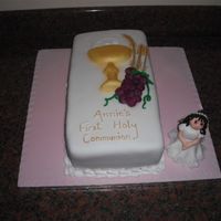 Annie's First Communion Belgian Chocolate Fudge Cake with Chocolate Buttercream covered in Sugarpaste, Bas Relief and Model in Sugarpaste