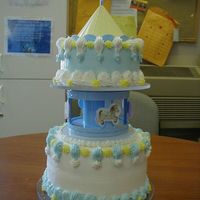 Baby Shower Chocolate cake, Buttercream icing with Musical Carousel.