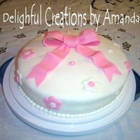 First Fondant Cake I made this for my course 3 class, it's not the final cake... just practicing a bit. Made all in fondant.