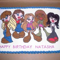 Bratz Themed Cake I made this cake for a coworker of my husband for their daughter's 8th birthday. They left it on the dining room table and their dog...