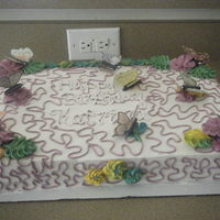 Butterfly Cake Ii Vanilla cake w/buttercream filling, Ricepaper butterflies and royal icing flowers